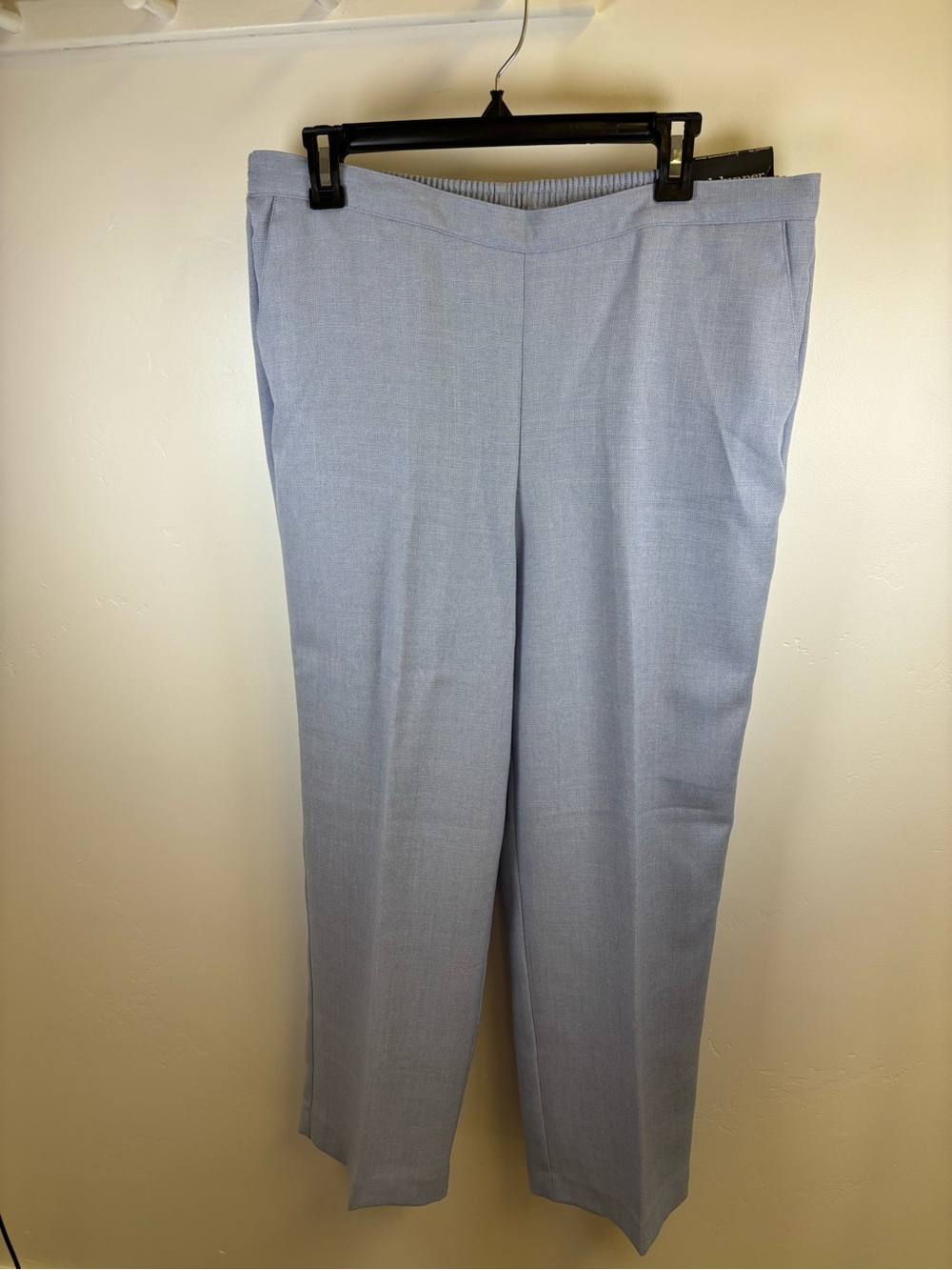 ALFRED DUNNER ELASTIC WAIST PANTS PULL ON WOMEN 16    BLUE - LAVENDER LINEN LOOK